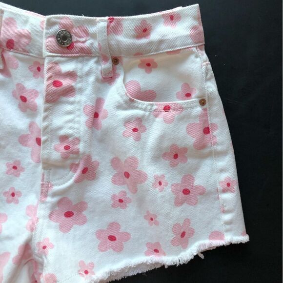 PacSun Pink 90’s Flower Vintage High Waisted Y2K Denim Shorts Size 24 - Picture 7 of 16
